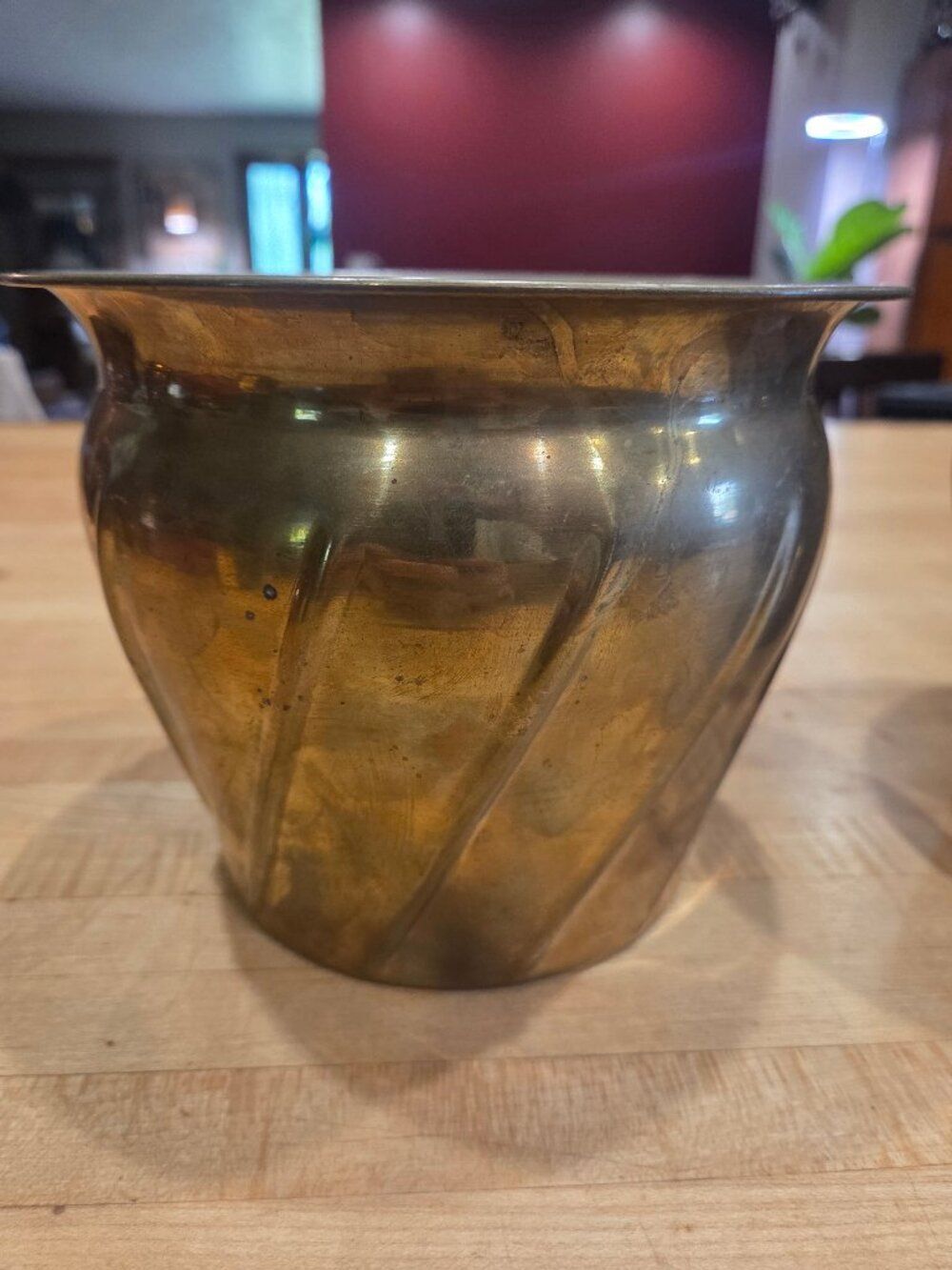 Vintage Hosley Solid Brass Swirl Planters Made in India Pair